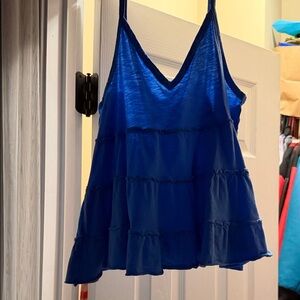 American Eagle Blue Tiered V-Neck Spaghetti Strap Women’s Tank Top